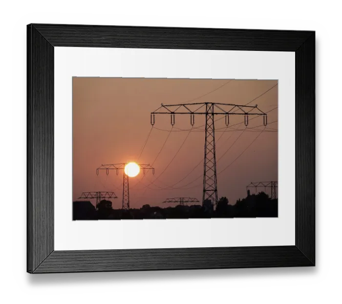 Framed Print : Transmission of energy with high-voltage lines