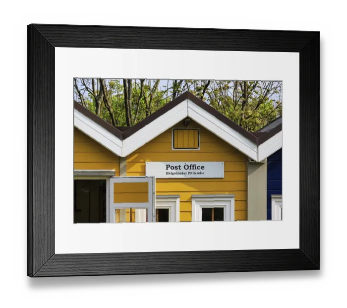 Framed Print : Yellow lobster shack, sign with inscription post office