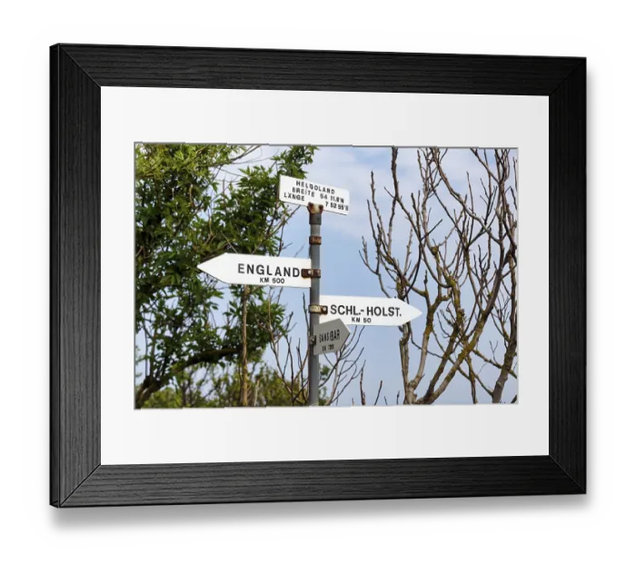 Framed Print : Signposts to England, Schleswig-Holstein