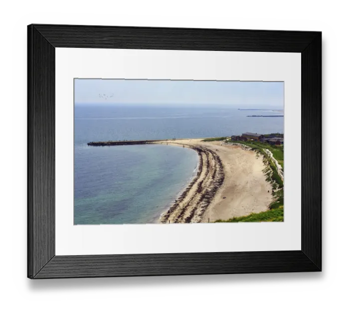 Framed Print : View from above, from Oberland to Weststrand with youth hostel