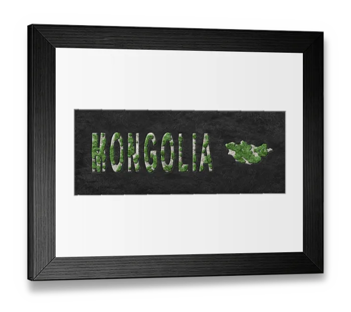 Framed Print : Map of Mongolia Reforestation Green Agenda