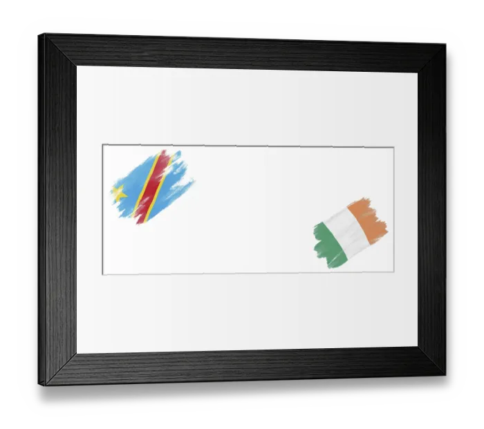 Framed Print : Democratic Republic of Congo and Ireland Flags on White Background Framed Print : Democratic Republic of Congo and Ireland Flags on White Background