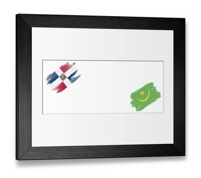 Framed Print : Dominican Republic and Mauritania Flags on White Background