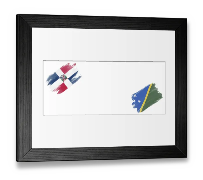 Framed Print : Dominican Republic and Solomon Islands Flags on White Background