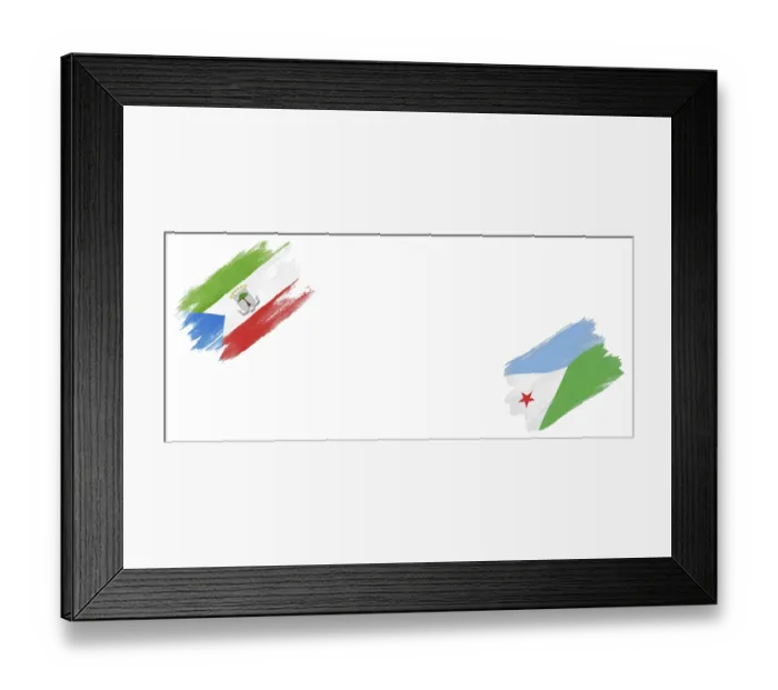 Framed Print : Equatorial Guinea and Djibouti Flags on White Background Framed Print : Equatorial Guinea and Djibouti Flags on White Background