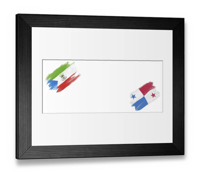 Framed Print : Equatorial Guinea and Panama Flags on White Background Framed Print : Equatorial Guinea and Panama Flags on White Background