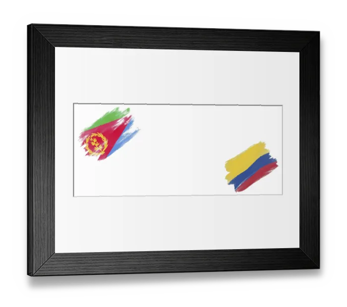 Framed Print : Eritrea and Colombia Flags on White Background Framed Print : Eritrea and Colombia Flags on White Background