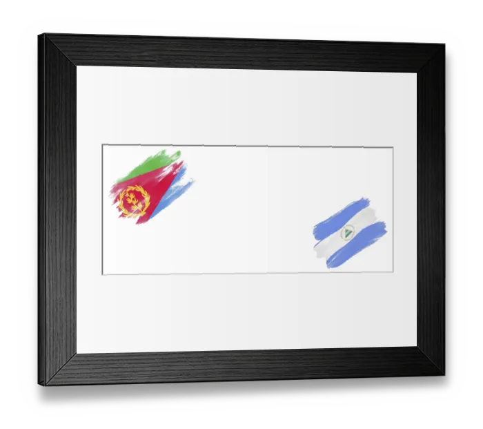 Framed Print : Eritrea and Nicaragua Flags on White Background