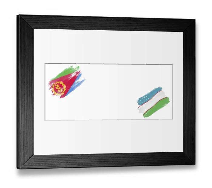 Framed Print : Eritrea and Uzbekistan Flags on White Background Framed Print : Eritrea and Uzbekistan Flags on White Background