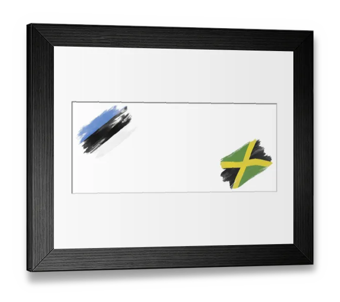 Framed Print : Estonia and Jamaica Flags on White Background