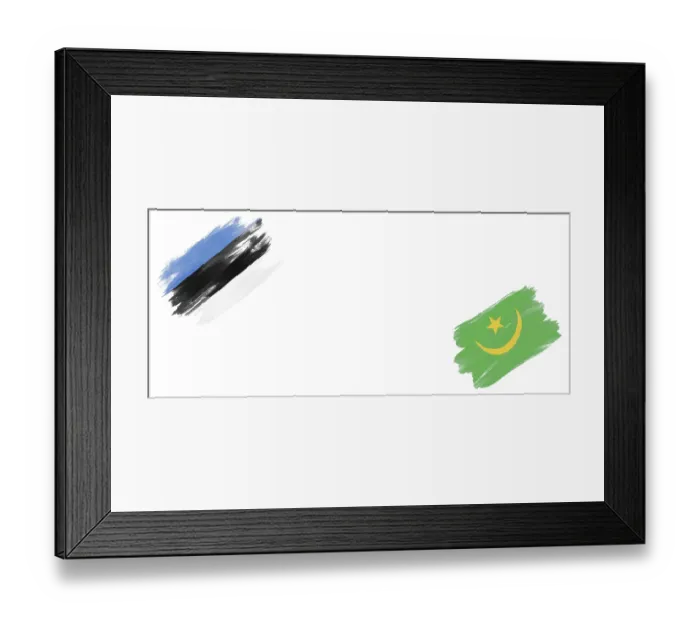 Framed Print : Estonia and Mauritania Flags on White Background Framed Print : Estonia and Mauritania Flags on White Background