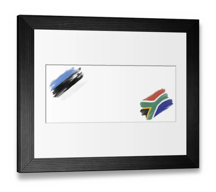 Framed Print : Estonia and South Africa Flags on White Background Framed Print : Estonia and South Africa Flags on White Background