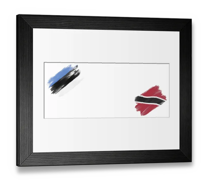 Framed Print : Estonia and Trinidad and Tobago Flags on White Background Framed Print : Estonia and Trinidad and Tobago Flags on White Background