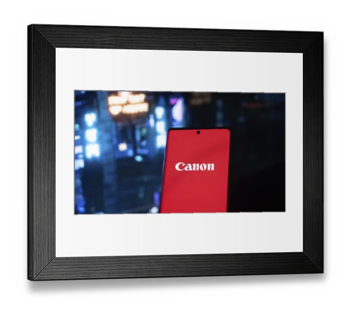 Framed Print : Dhaka, Bangladesh 16 May 2025: Canon Iphone Screen with Colored Pencils and Notebook