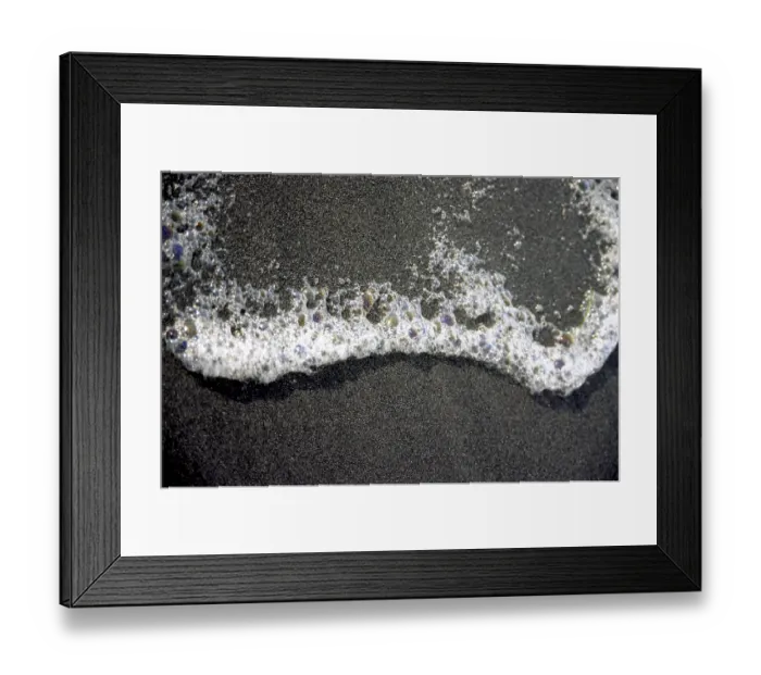 Framed Print : Sea foam on black lava sand Framed Print : Sea foam on black lava sand