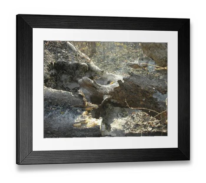 Framed Print : Smouldering fire in the African bush