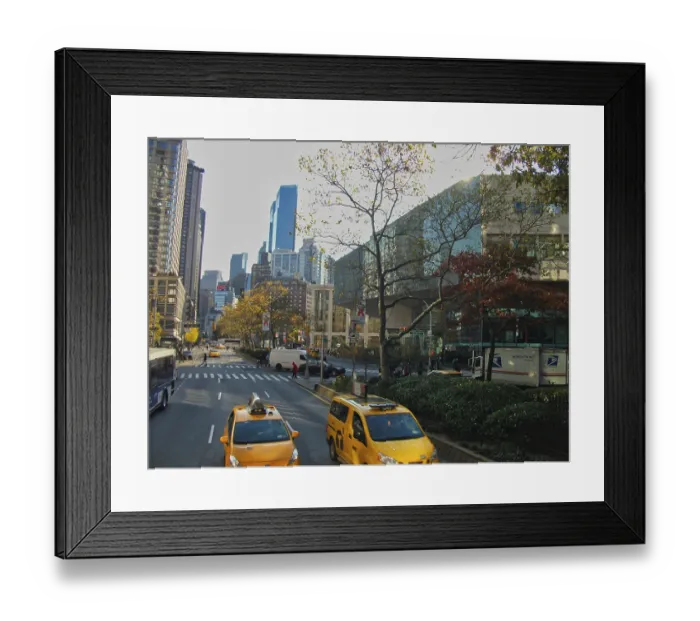 Framed Print : Street in new york with yellow caps Framed Print : Street in new york with yellow caps