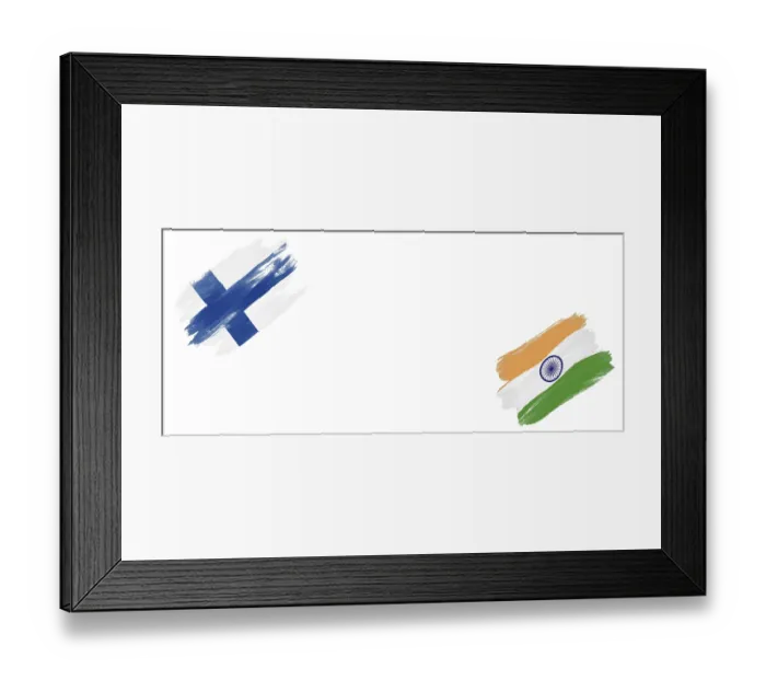 Framed Print : Finland and India Flags on White Background