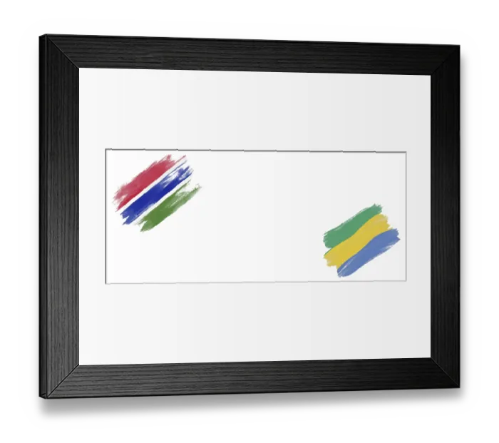 Framed Print : Gambia and Gabon Flags on White Background Framed Print : Gambia and Gabon Flags on White Background