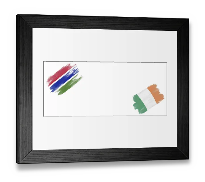 Framed Print : Gambia and Ireland Flags on White Background
