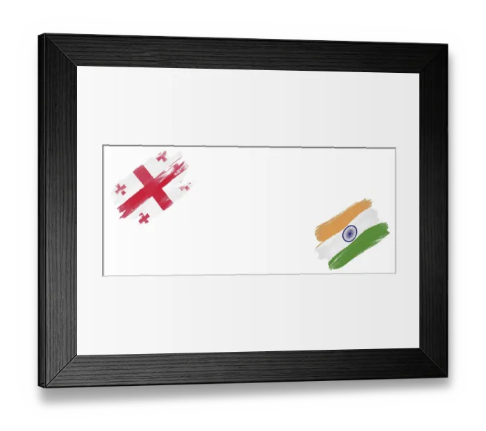 Framed Print : Georgia and India Flags on White Background