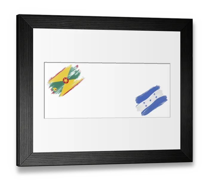 Framed Print : Grenada and Honduras Flags on White Background