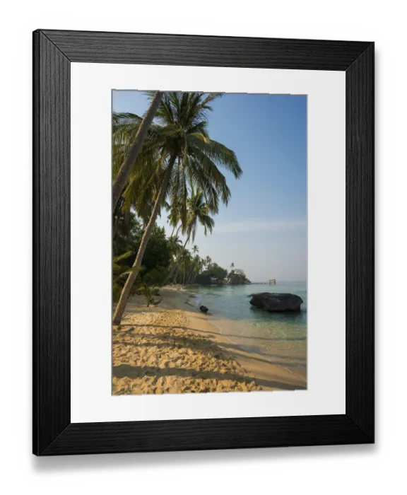 Framed Print : Sandy beach beach with coconut palms Framed Print : Sandy beach beach with coconut palms