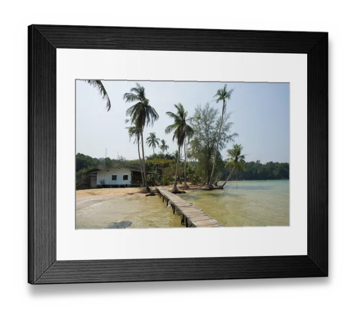 Framed Print : Sandy beach beach with coconut palms