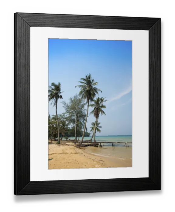 Framed Print : Sandy beach beach with coconut palms Framed Print : Sandy beach beach with coconut palms