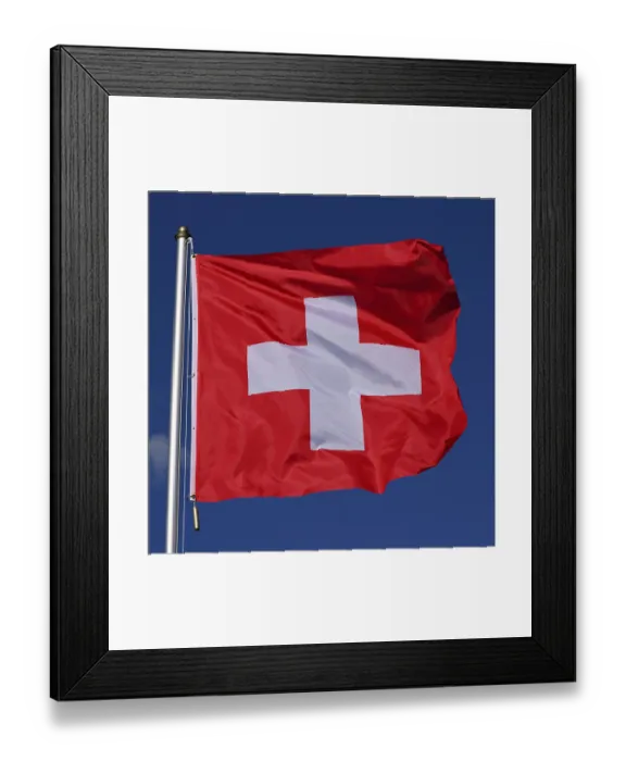 Framed Print : Close-up of the national flag of Switzerland