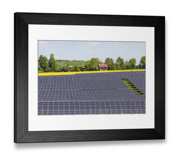 Framed Print : Agricultural land is used as a solar field