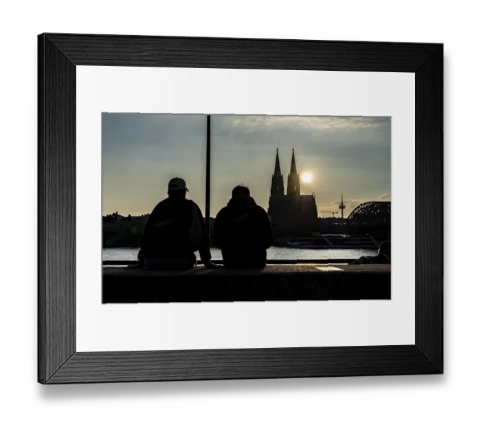Framed Print : Silhouettes of people, in late sunlight