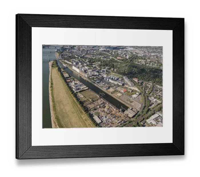 Framed Print : The Deutz harbour is a Cologne harbour on the right bank of the Rhine with commercial use Framed Print : The Deutz harbour is a Cologne harbour on the right bank of the Rhine with commercial use