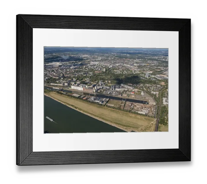 Framed Print : The Deutz harbour is a Cologne harbour on the right bank of the Rhine with commercial use