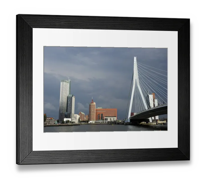 Framed Print : Erasmusbrug, Erasmus Bridge and modern architecture on the Kop van Zuid Framed Print : Erasmusbrug, Erasmus Bridge and modern architecture on the Kop van Zuid
