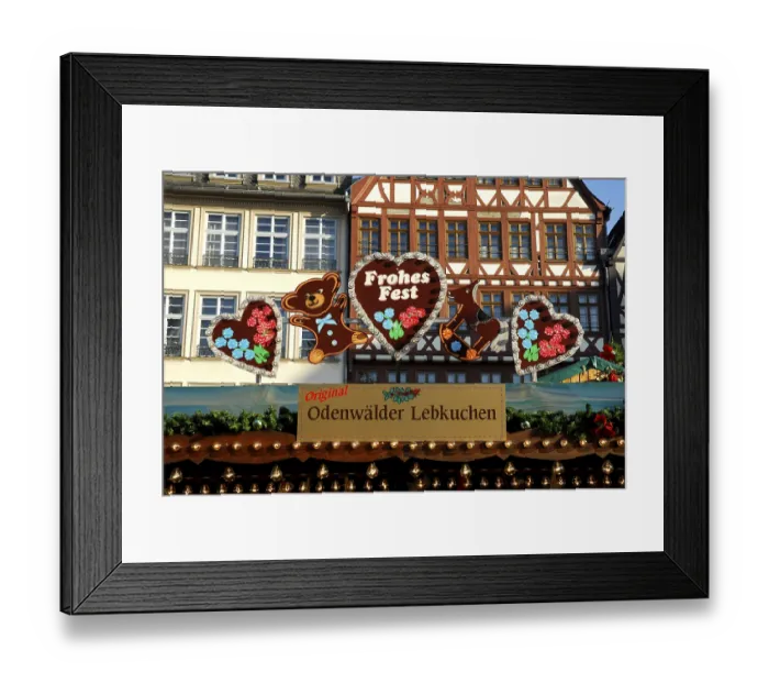 Framed Print : Gingerbread advertising, Christmas market at the Romer