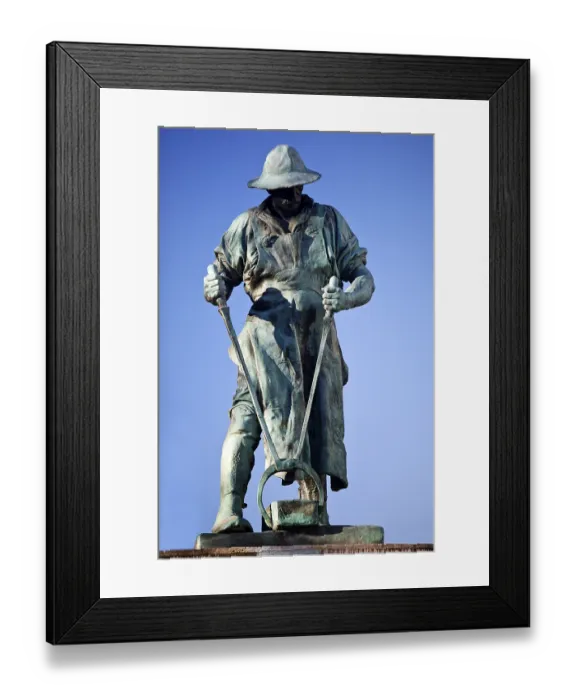 Framed Print : Sculpture Frieder, Huttenmann in cast bronze by Friedrich Reusch