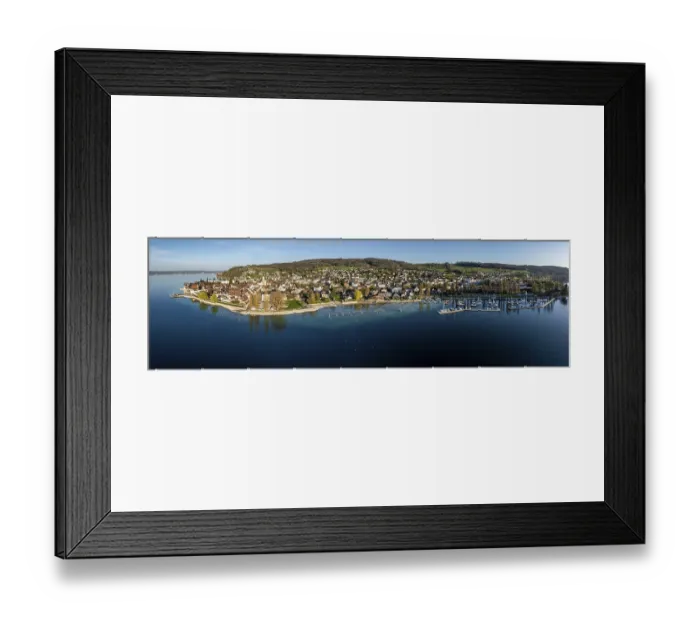 Framed Print : Lake Constance shore, drone shot