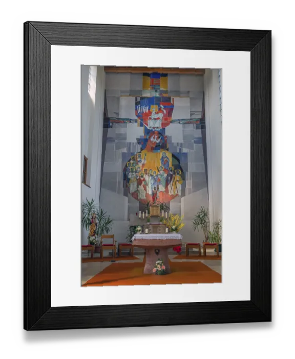 Framed Print : Main altar with wall fresco, St Mary is the Catholic parish church Framed Print : Main altar with wall fresco, St Mary is the Catholic parish church