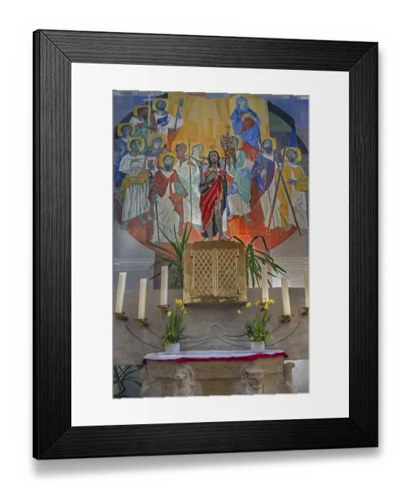 Framed Print : Main altar with wall fresco, St Mary is the Catholic parish church Framed Print : Main altar with wall fresco, St Mary is the Catholic parish church