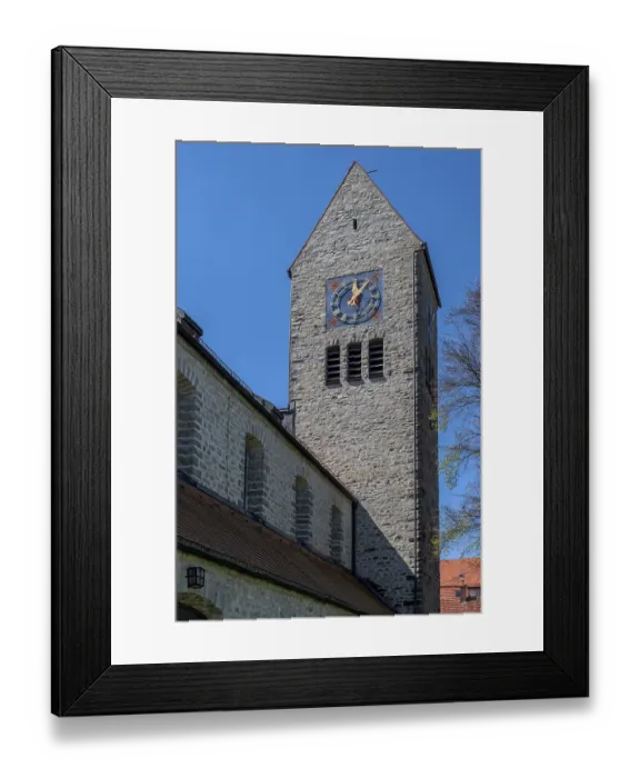 Framed Print : Church tower with clock, St. Maria is the Catholic parish church