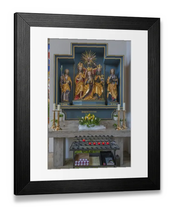 Framed Print : Side altar with Christian figures