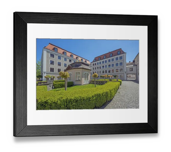 Framed Print : Tax office with Flora-Temple also called Pavillon der Flora is a small