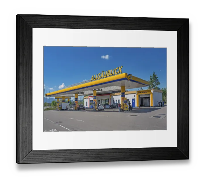 Framed Print : Jet petrol station Allgaublick am Niedersonthofener See Framed Print : Jet petrol station Allgaublick am Niedersonthofener See