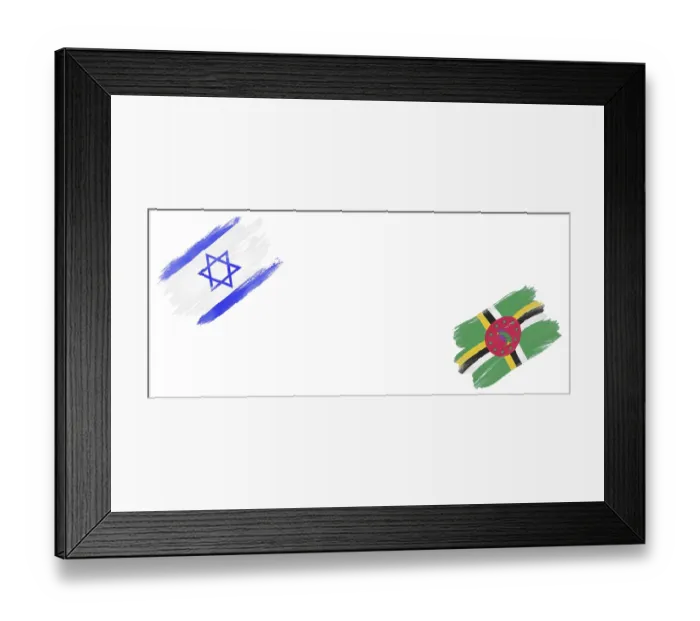 Framed Print : Israel and Dominica Flags on White Background