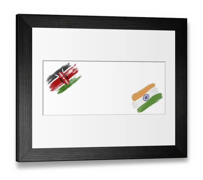 Framed Print : Kenya and India Flags on White Background