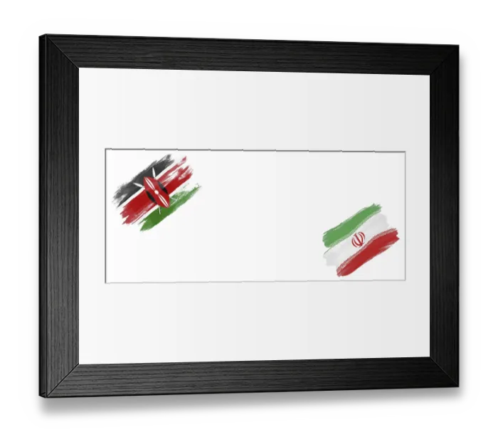 Framed Print : Kenya and Iran Flags on White Background