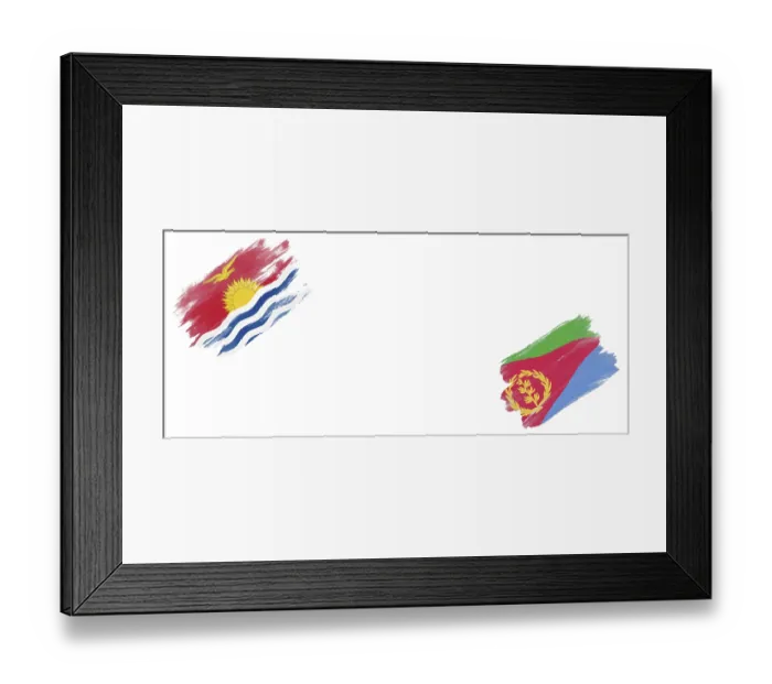 Framed Print : Kiribati and Eritrea Flags on White Background Framed Print : Kiribati and Eritrea Flags on White Background