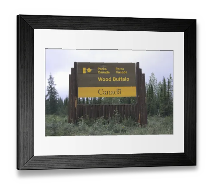 Framed Print : Wood Buffalo National Park, entrance plaque