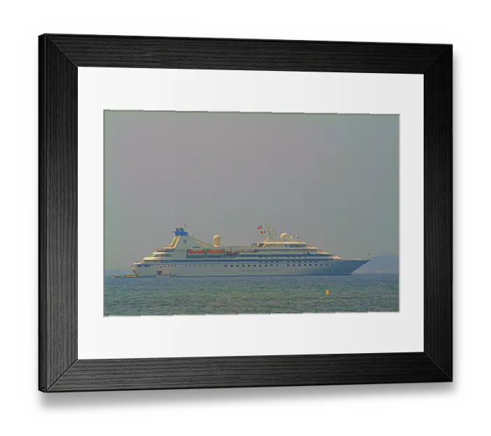 Framed Print : Seabourn Legend, luxury cruise ship in the harbour of Sanary-Sur-Mer